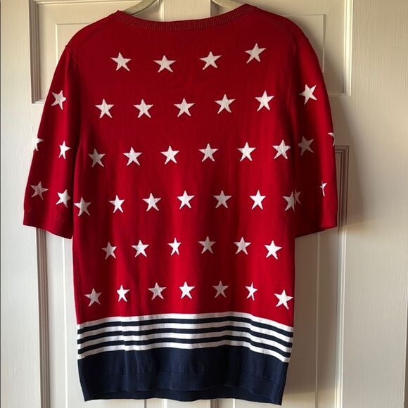 TALBOTS RED WHITE BLUE STARS STRIPES COTTON SWEATER PATRIOTIC JULY 4TH SMALL - Picture 3 of 6